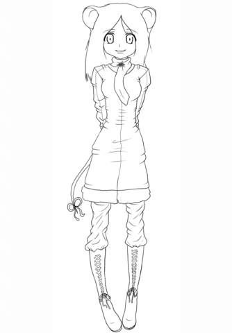 Anime Mouse Girl By Gabriela Gogonea Coloring Page